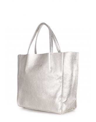 Кожаная серебрянная сумка Soho