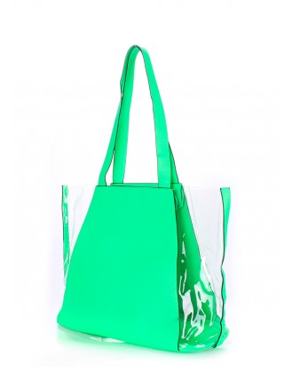 Зелена сумка з прозорими вставками